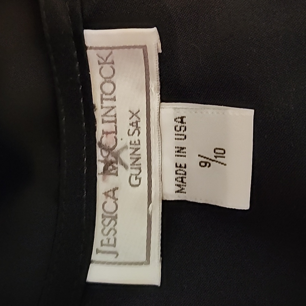 Jessica McClintock Dress Gunne Sax 90s Retro Slip Rhinstones Strap Black Size 10 - Picture 14 of 14